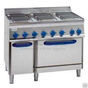 Mașină de gătit electric modular cu 6 plite, dulap si cuptor cu convectie  105x70x85