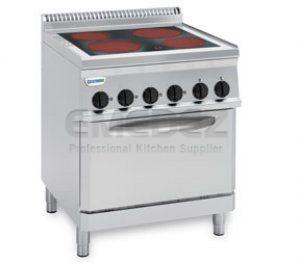 Mașină de gătit electric plita vitro ceramica 4 ochiuri si cuptor cu convectie 70x70x85