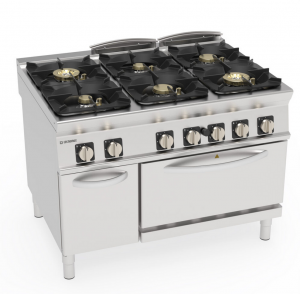 Masina de gatit gaz cu 6 ochiuri si Cuptor, 61 kW, 120 x 90 x 90 cm 