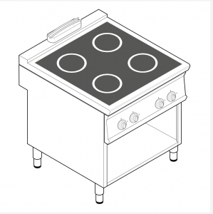  Plita electrica cu 4 ochiuri cu placa inductie si suport inchis 80x90x90cm