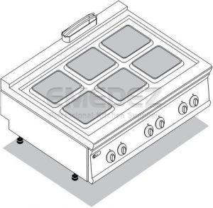 Plita electrica de banc cu 6 ochiuri 120x90x28