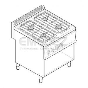 Plita gaz cu 4 ochiuri suport deschis 70x70x85