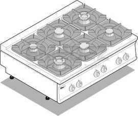 Plita Gaz de banc cu 6 ochiuri 120x90x28