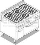 Aragaz cu 6 ochiuri modular cu cuptor electric +dulap GN 2/1 105x70x85