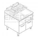 Friteuza gaz cu suport inchis 2 cuve 2x13 litri in V 80x90x90