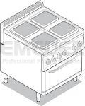 Mașină de gătit electric cu 4 plite si cuptor cu convectie 70x70x85