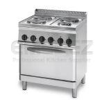 Mașină de gătit electrica cu 4 plite si cuptor convecție GN 1/1 70x70x85