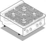 Plita Gaz de banc cu 4 ochiuri SUPER  80x90x28